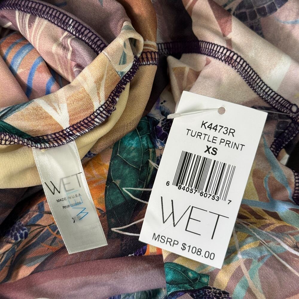 Wet Swimwear Top Womens XS Crop Swim Shirt Rashguard Sea Turtles Resort NEW $108 - Picture 3 of 9